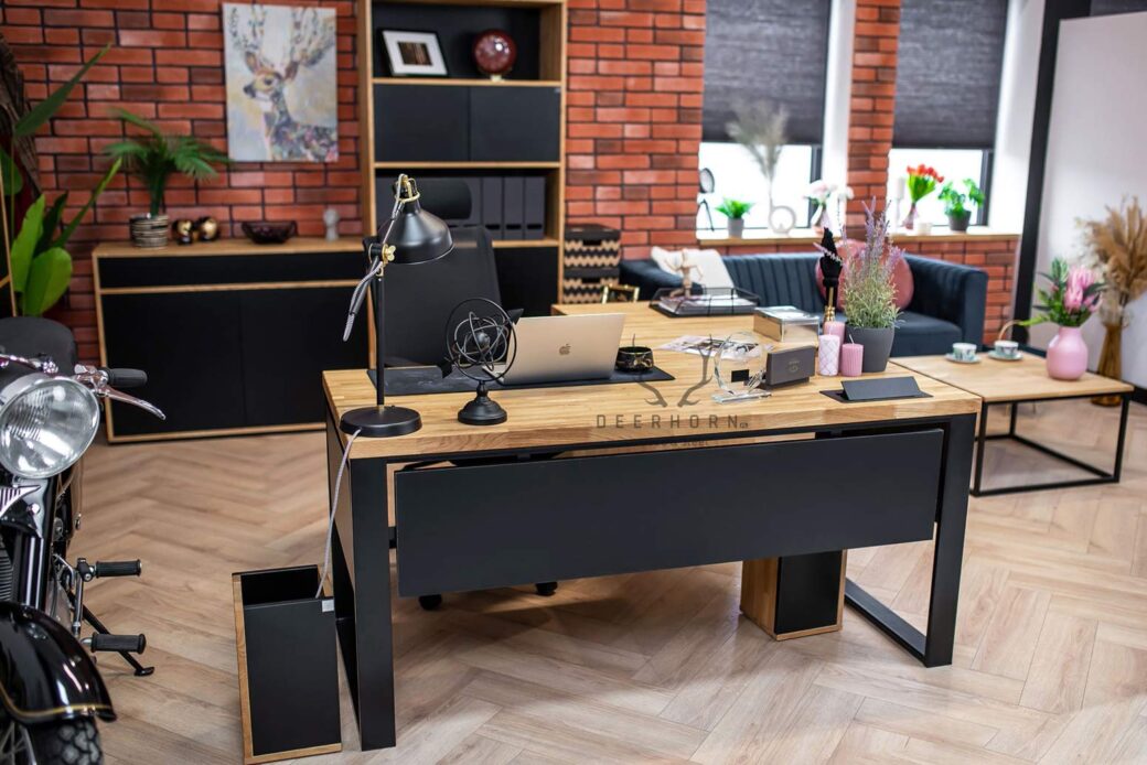 Biurko narożne minimalistyczne industrialne Loft Office Slim