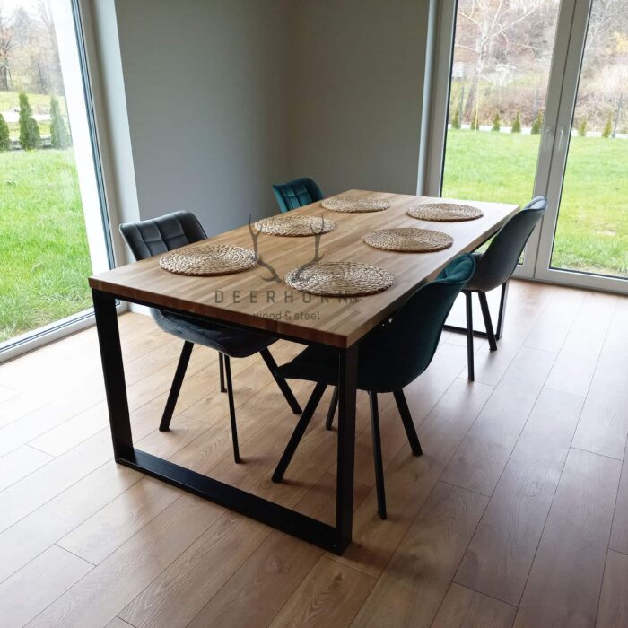 stół z drewna metalu loft