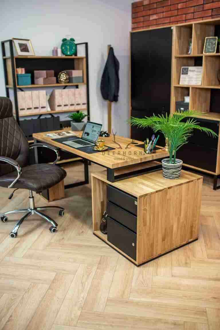 Nowoczesne biurko do gabinetu i domowego biura w stylu loft