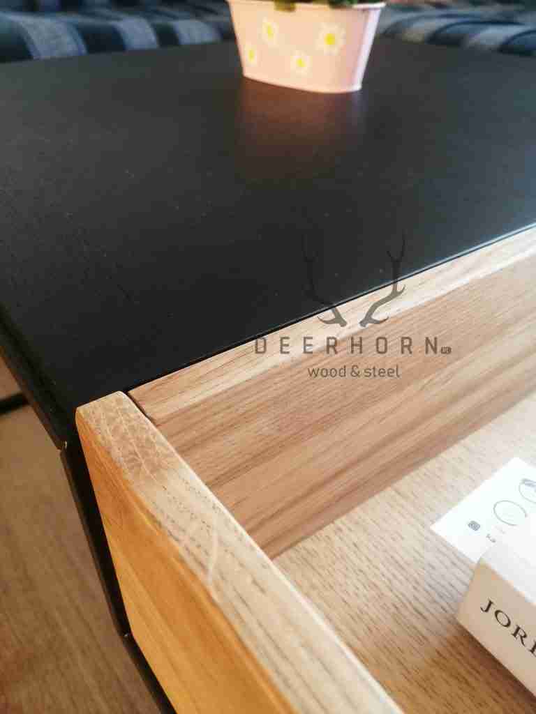 stolik kawowy metal z drewnem