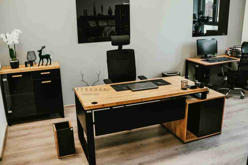 stylowe biurko drewno metal