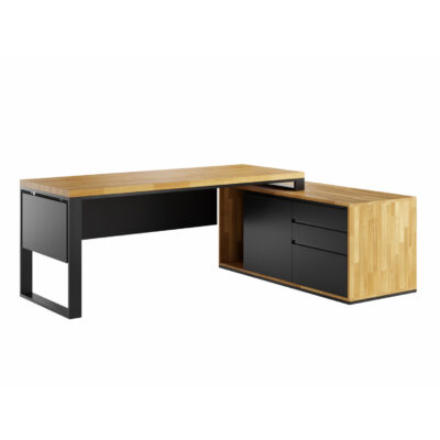 Biurko-Office-Plus-160cm-czarne-blendy-kontener-prawe