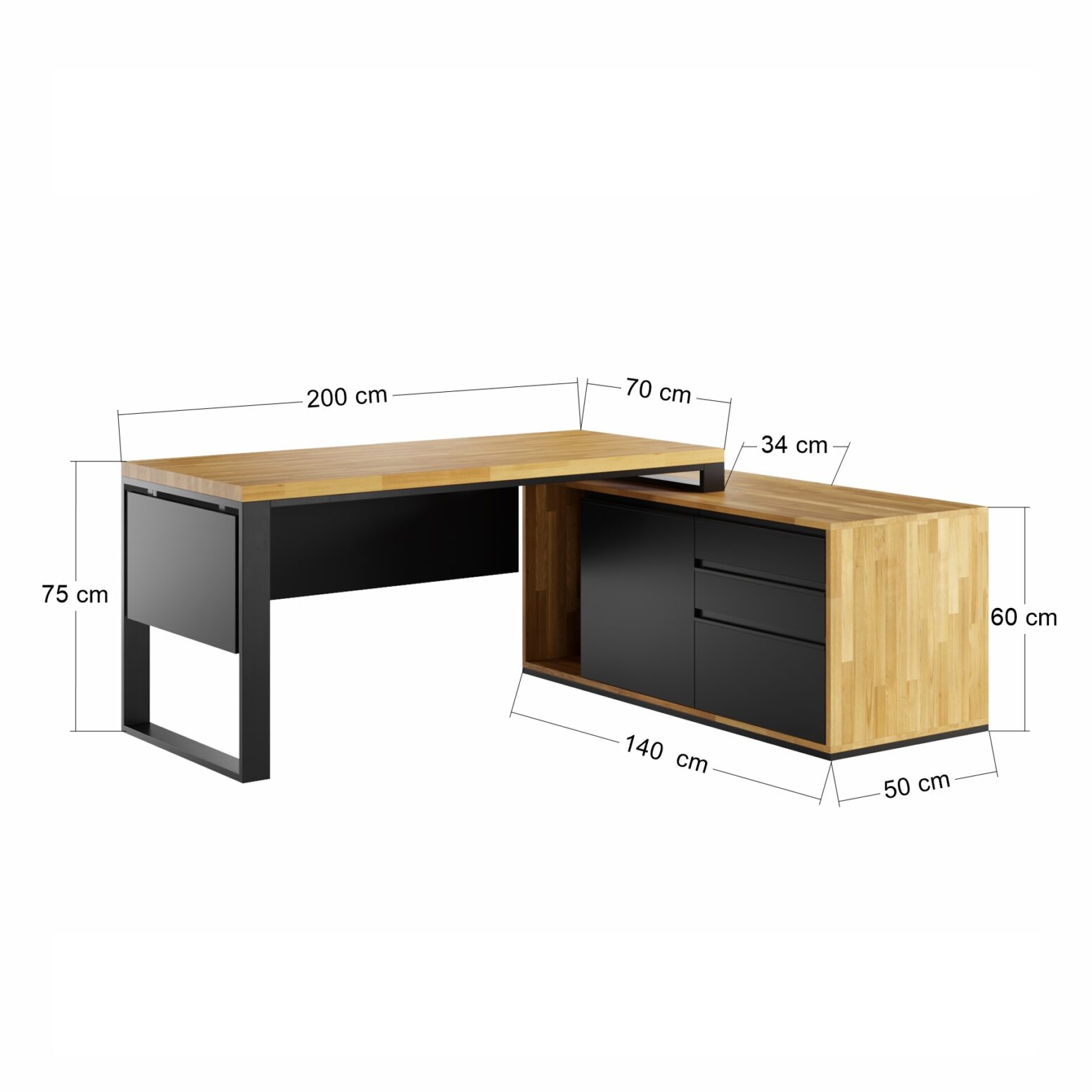 Narożne biurko do biura, gabinetu, domu w stylu loft