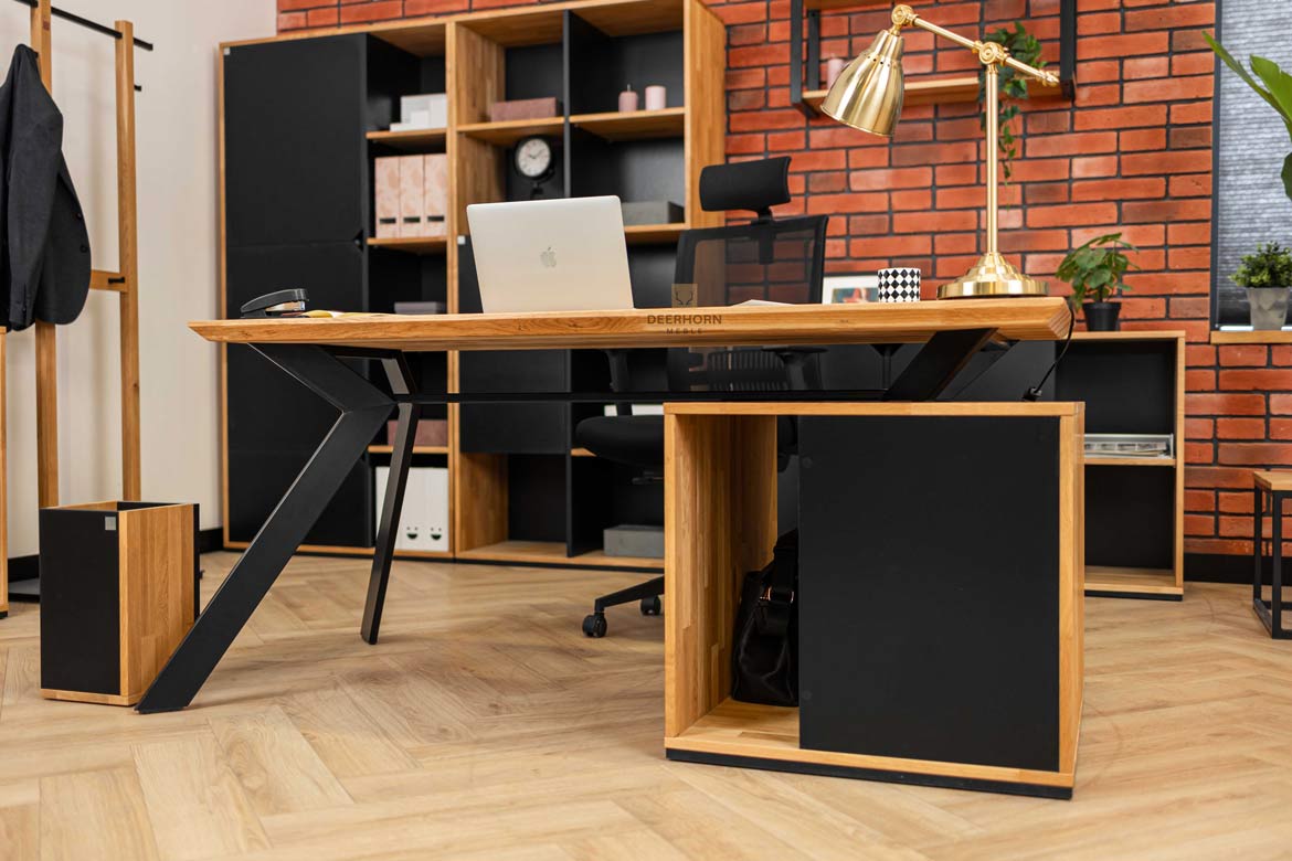 biurko nowoczesne metal drewno