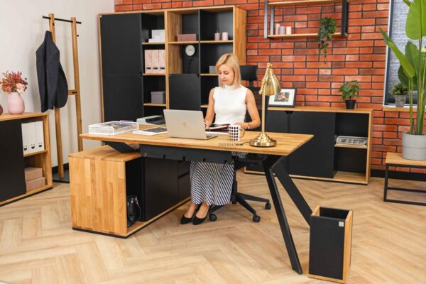 nowoczesne biurko gabinetowe z długim kontenerem