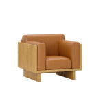 Fotel jednoosobowy do biura, poczekalni z ekologicznej skóry, brązowy