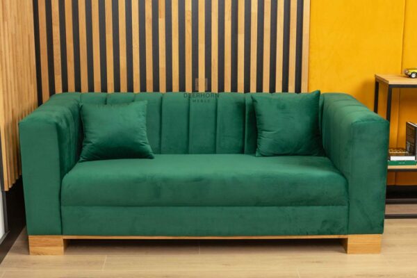 sofa 3 osobowa do biura, zielona, widok z przodu