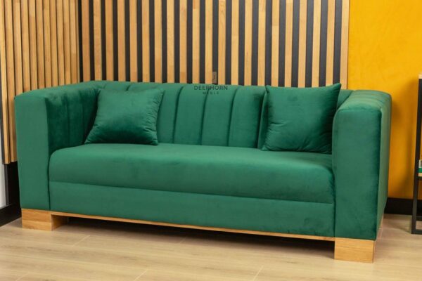 sofa 3 osobowa welurowa, butelkowa zieleń