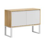 Komoda drewniana z drzwiczkami i półkami