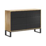 Komoda szeroka z 6 szufladami, naturalne drewno dębowe