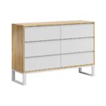 Komoda biała skandynawska loft, szuflady na dokumenty