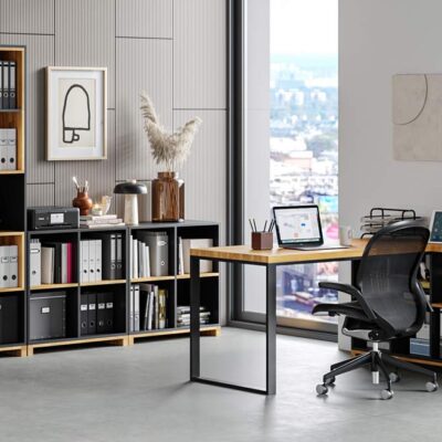 meble czarne do biura modern office