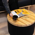 stolik ryflowany z dębowym blatem