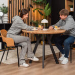 stół okrągły designerski metal drewno