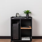 wysoka szafka pod drukarkę z drewnianą półką