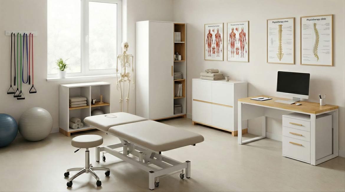 białe meble do fizjoterapii