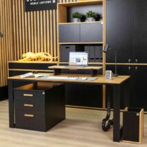 biurko nowoczesne czarne drewniane do biura