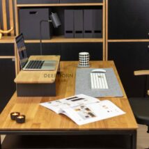 biurko nowoczesne do pracy czarne drewniane