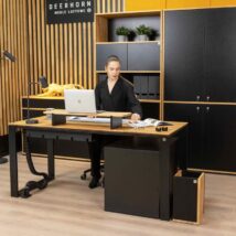 meble biurowe czarne do nowoczesnego biura