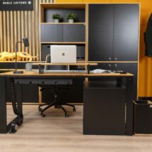 meble biurowe do gabinetu czarne drewniane