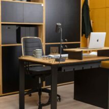 nowoczesne biurko komputerowe czarne drewniane