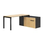 Biurko narożne z zabudowaną szafką do małych i średnich przestrzeni biurowych
