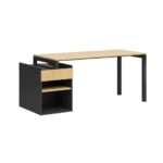 Biurko z szufladami w kolorze dębu i czerni do małych i dużych biur oraz gabinetów domowych