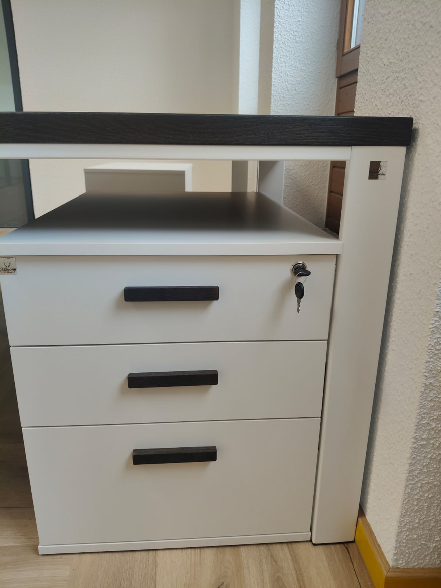 Hebanowe biurka z kontenerkami dla biura nieruchomości w Bad Waldsee (Niemcy)