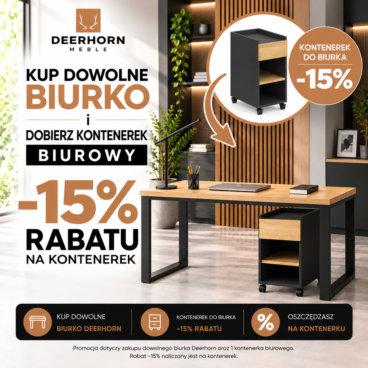 promocja 15% na kontenerek do biurka